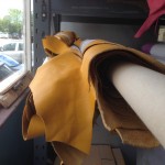 Mustard yellow leather